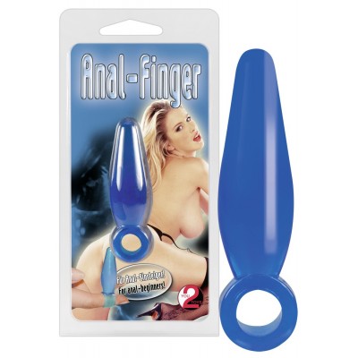 MINI CUNEO ANALE CON ANELLO \"ANAL FINGER\" BLU - 5 CM