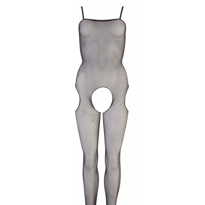 TUTA SEXY CATSUIT A RETE NERA CON BRETELLE